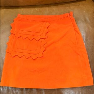 Victoria Beckham mod style Orange Women's Skirt with Ruffle Detail